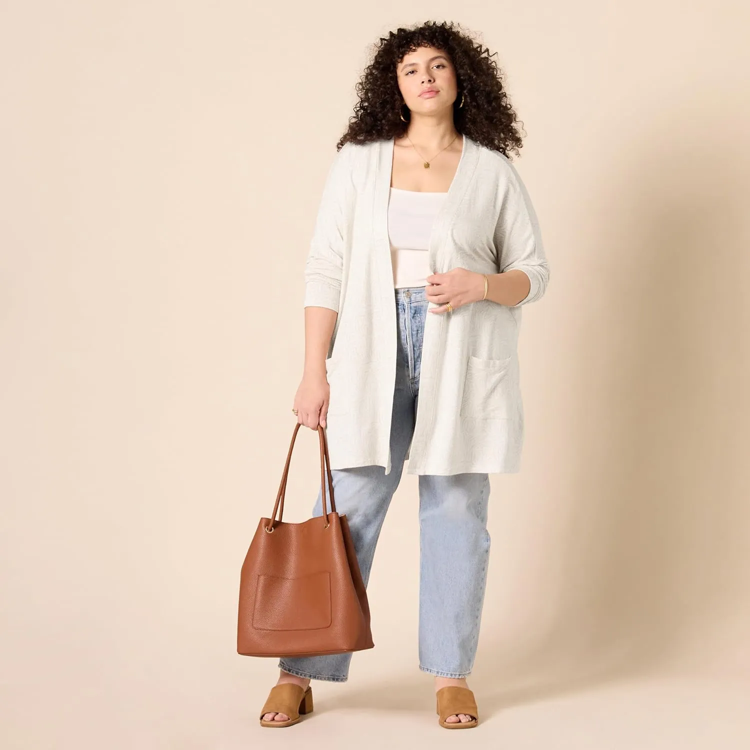 Amazon Essentials Women's Relaxed-Fit Lightweight Lounge Open-Front Cardigan