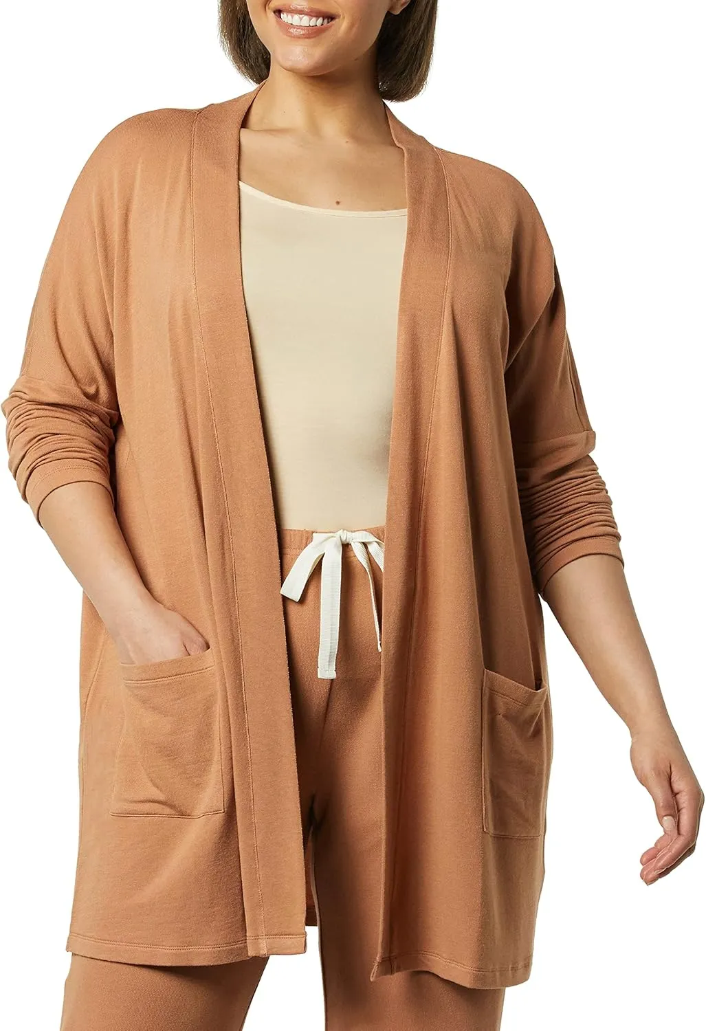 Amazon Essentials Women's Relaxed-Fit Lightweight Lounge Open-Front Cardigan