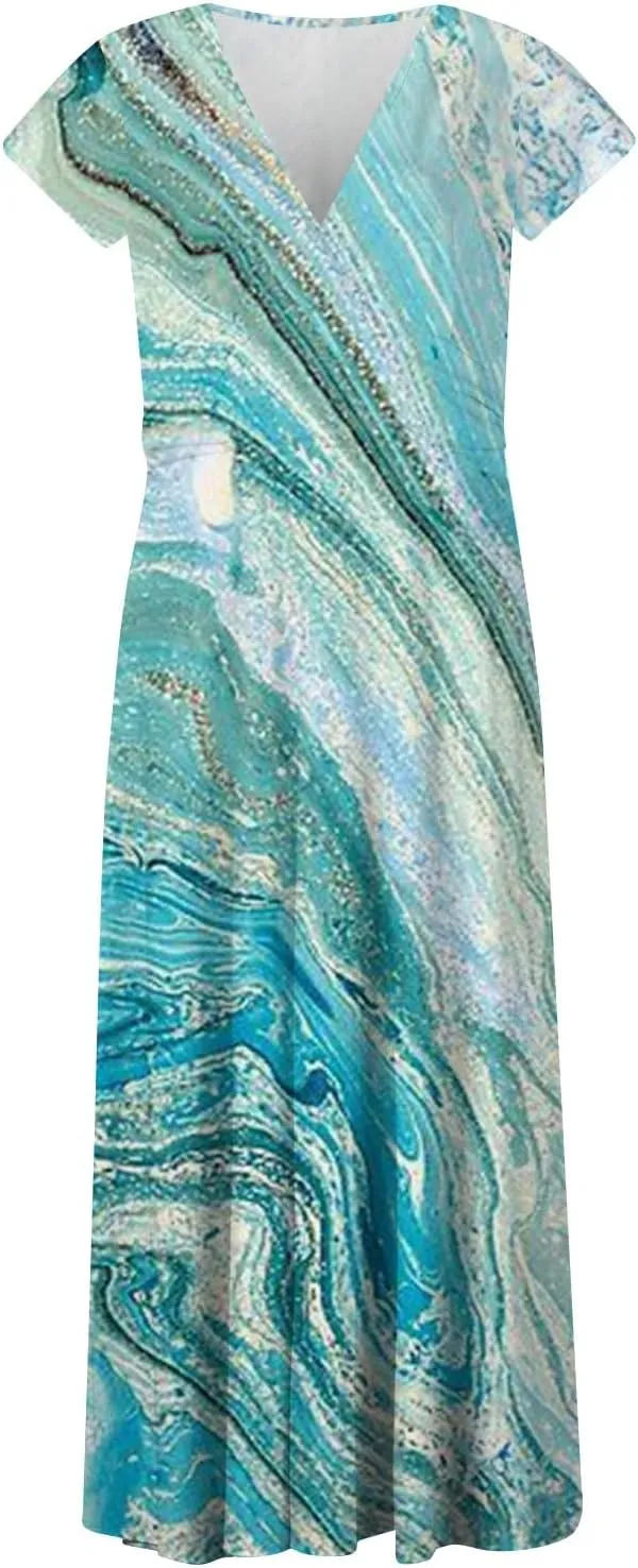 Azeralia Summer Dresses for Women 2024 Short Sleeve Dresses for Women 2024 Elegant Wedding Guest Dress Party Dress for Women