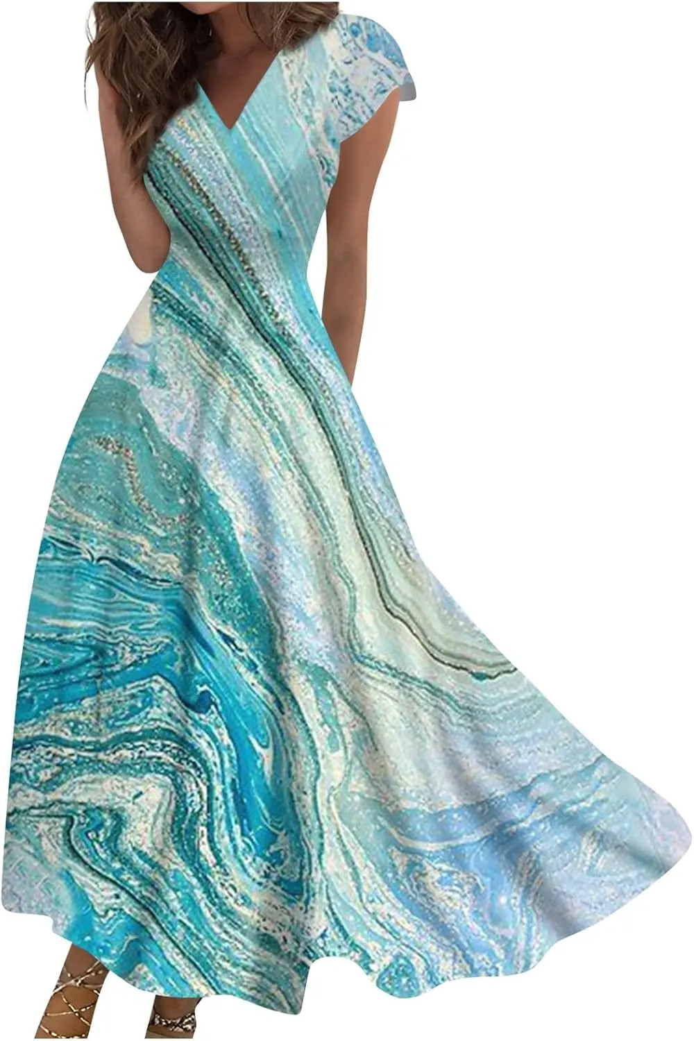 Azeralia Summer Dresses for Women 2024 Short Sleeve Dresses for Women 2024 Elegant Wedding Guest Dress Party Dress for Women