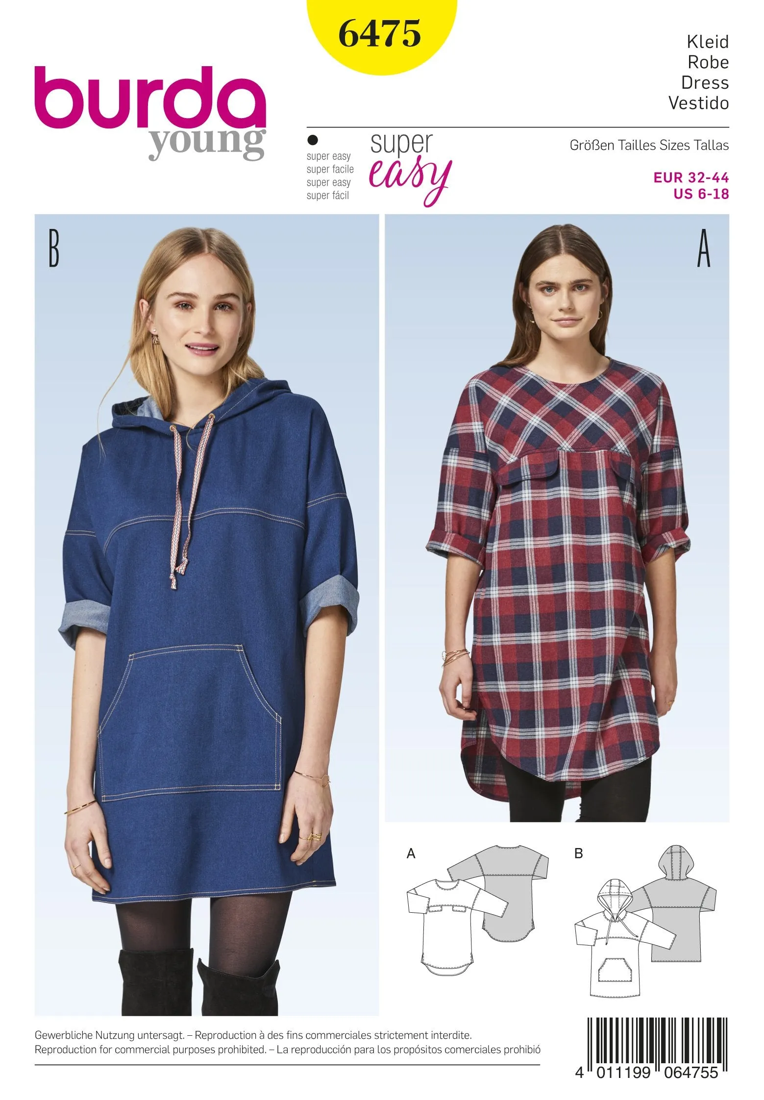 BD6475 Women’s Hooded Dress | Burda Style Pattern