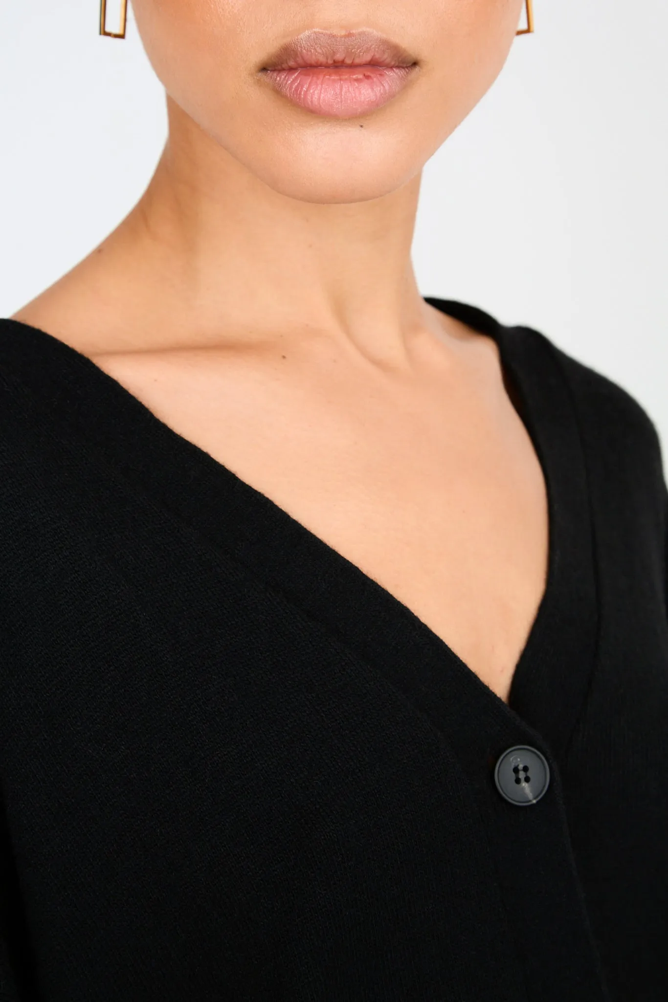 Black wool blend relaxed cardigan