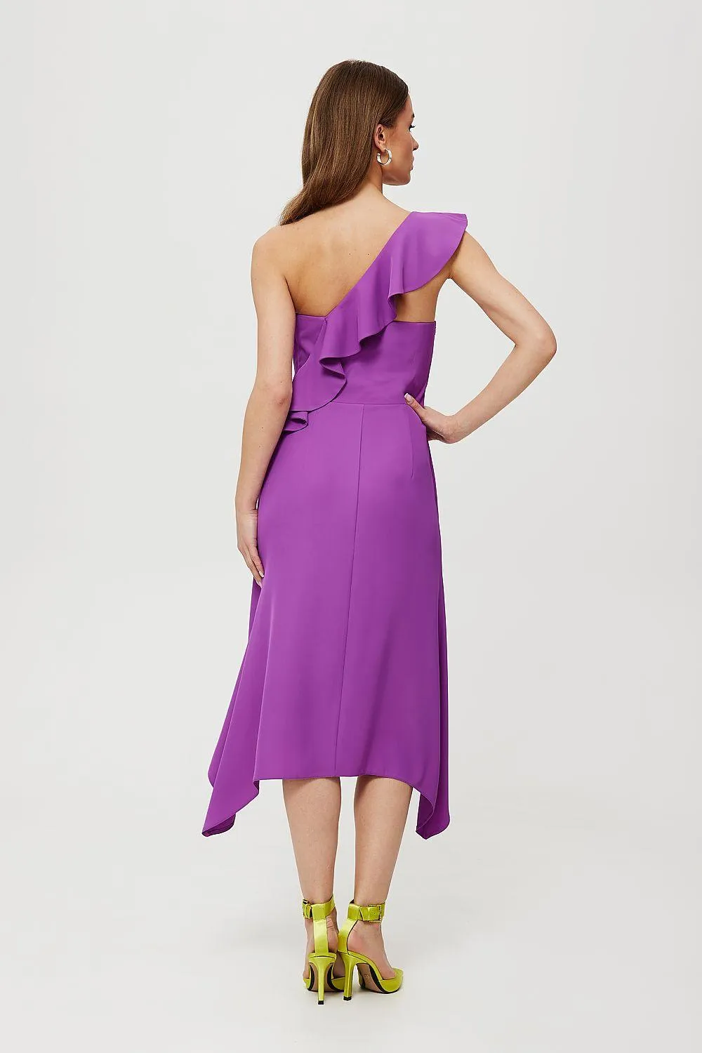 Chic One-Shoulder Ruffle Cocktail Gown