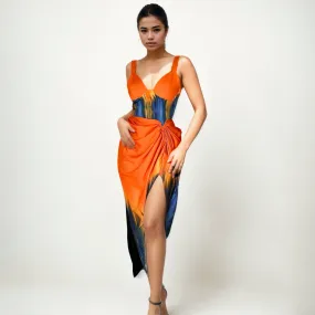 Chic Vibes: Summer Tie-Dyed Sheath Slim Dress with Split Sling