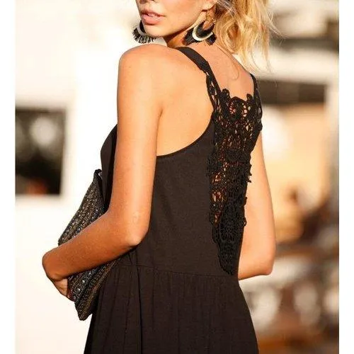 Chiffon Sleeveless Lace Patchwork Sundress