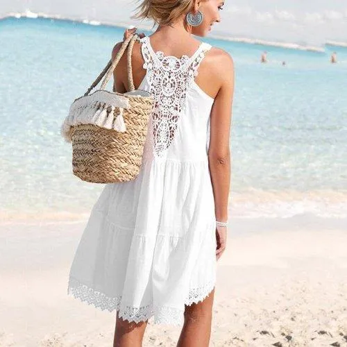 Chiffon Sleeveless Lace Patchwork Sundress