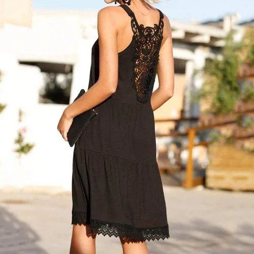 Chiffon Sleeveless Lace Patchwork Sundress