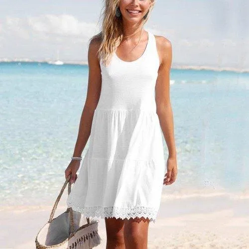 Chiffon Sleeveless Lace Patchwork Sundress