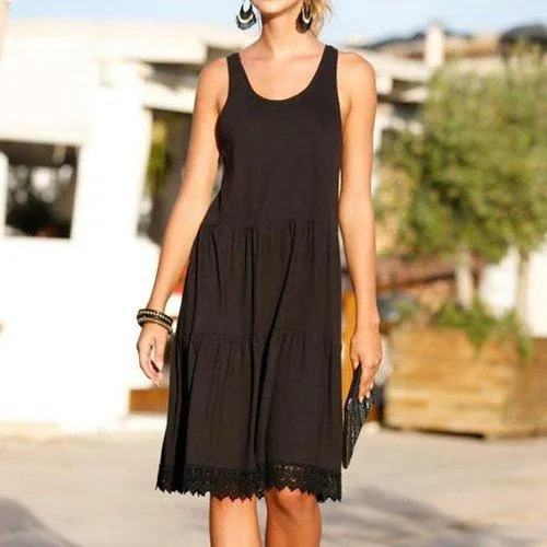 Chiffon Sleeveless Lace Patchwork Sundress