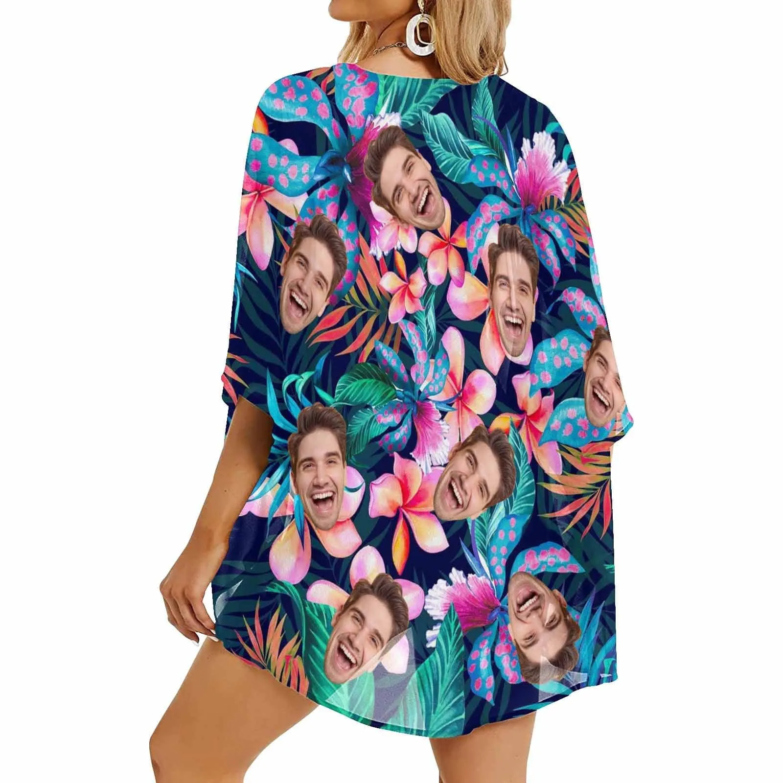 Couple Hawaiian Shirt Cover Up Set Flower Leaf Custom Face My Lover Hawaiian Shirt&Cover Up