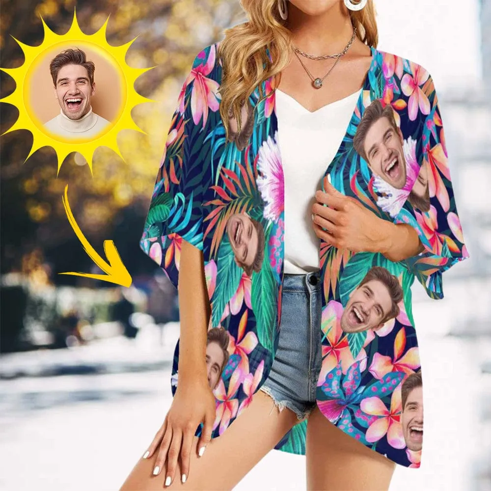 Couple Hawaiian Shirt Cover Up Set Flower Leaf Custom Face My Lover Hawaiian Shirt&Cover Up