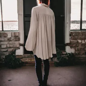 Dusty Rose Frilly V Neck Long Sleeve Blouse