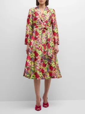 Elegant Floral Wrap Dress Coat