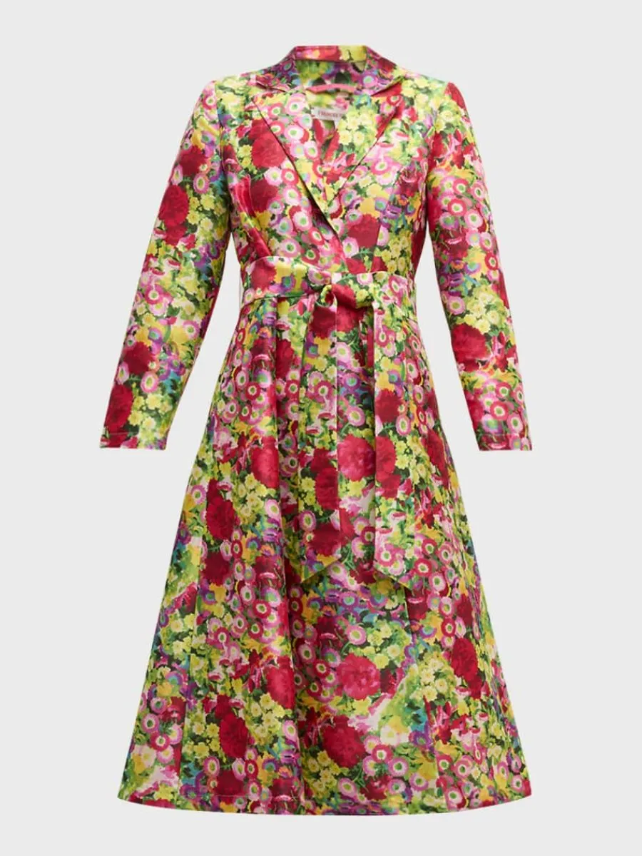 Elegant Floral Wrap Dress Coat