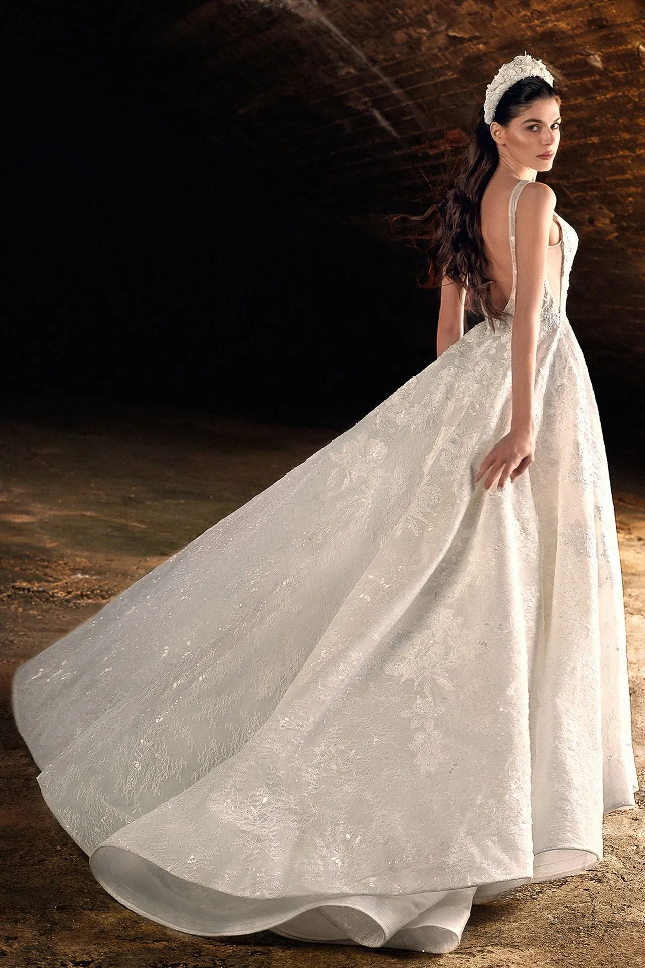 Embroidered A-Line Wedding Gown