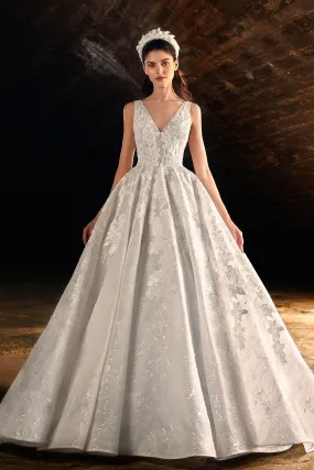Embroidered A-Line Wedding Gown