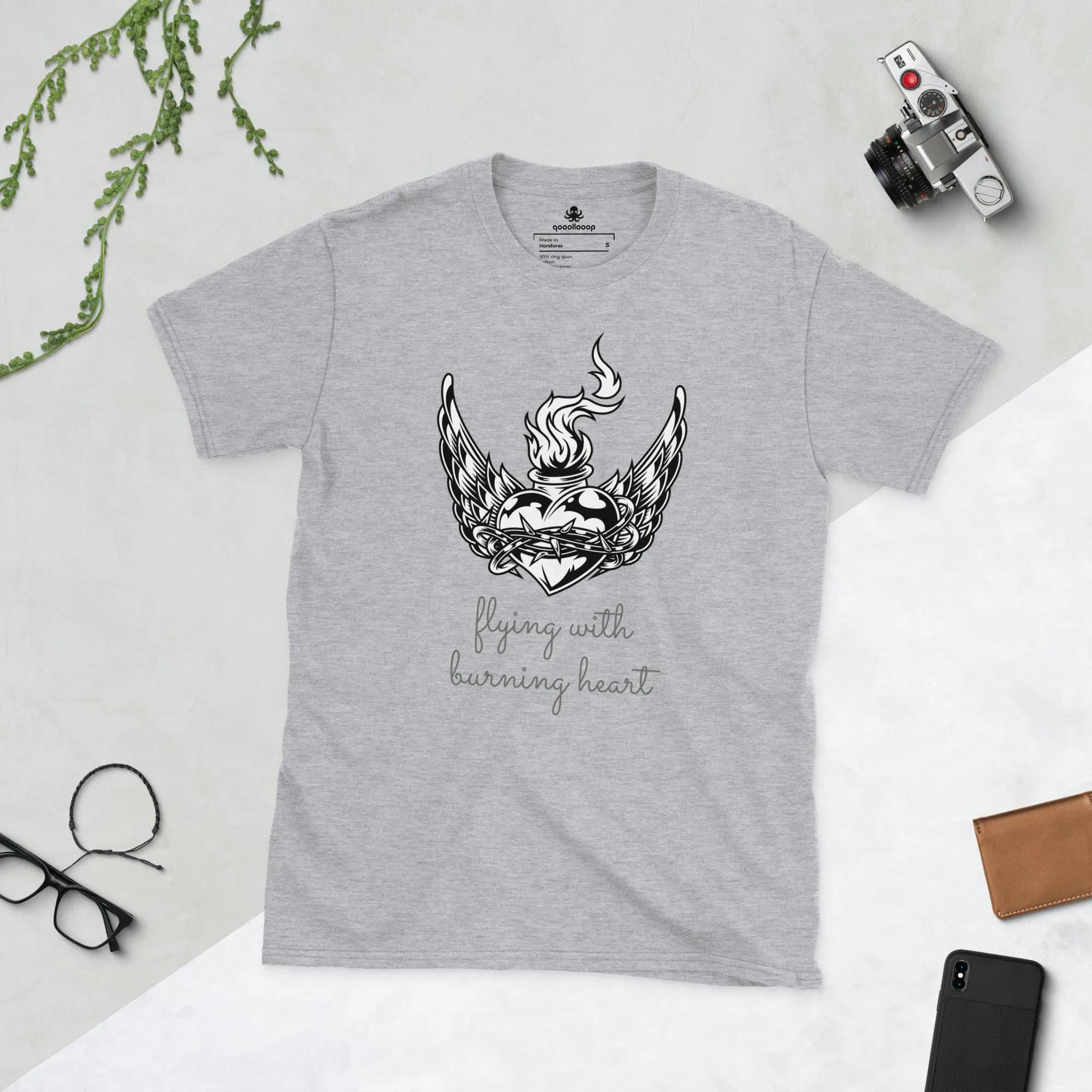 Flying With Burning Heart | Unisex Soft Style T-Shirt