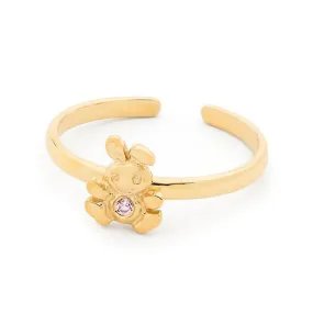 Girls First Gold Ring - Rabbit with Pink Stone