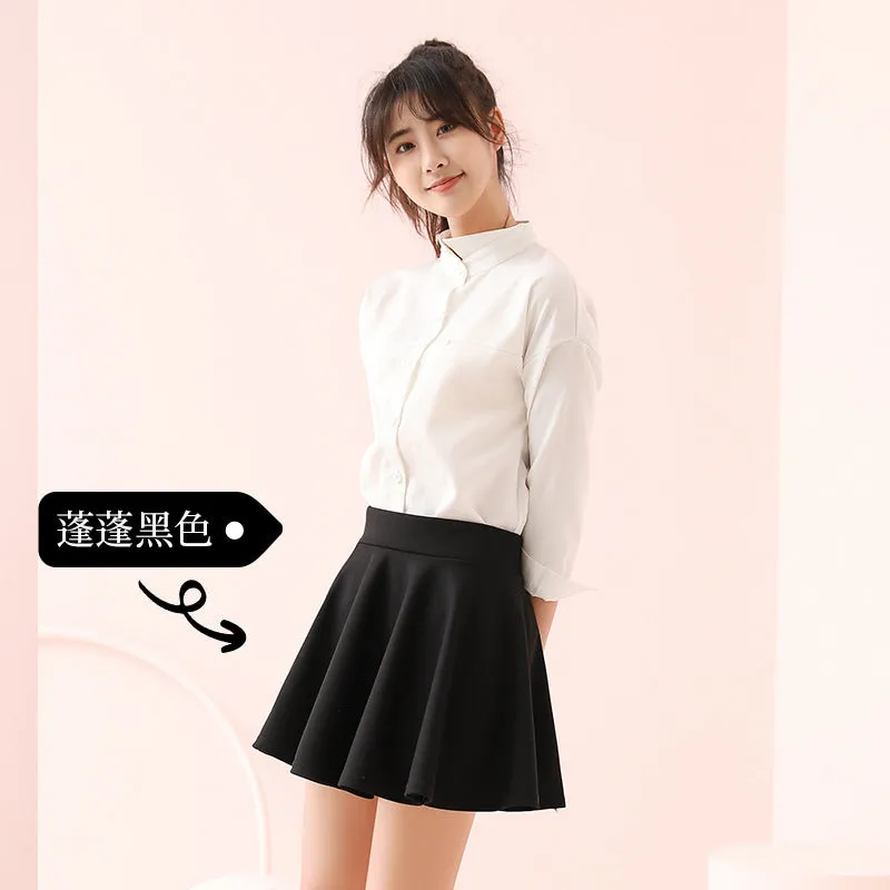 High Waist Pleated Women SummerA-Line Slim-Look Black tb Plus Size Skirt