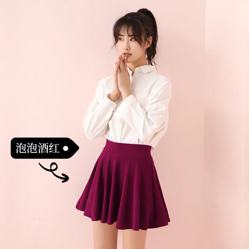 High Waist Pleated Women SummerA-Line Slim-Look Black tb Plus Size Skirt