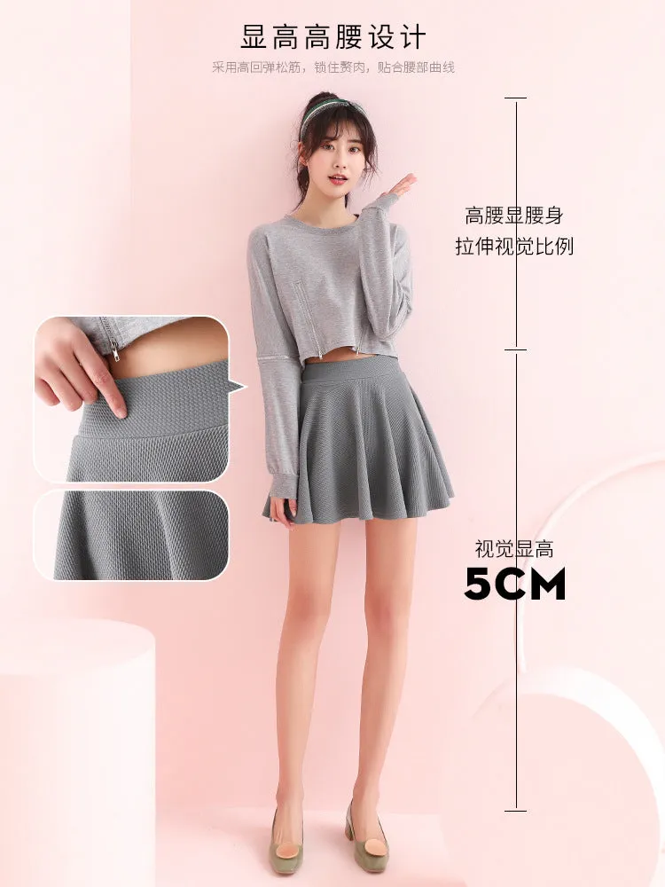 High Waist Pleated Women SummerA-Line Slim-Look Black tb Plus Size Skirt