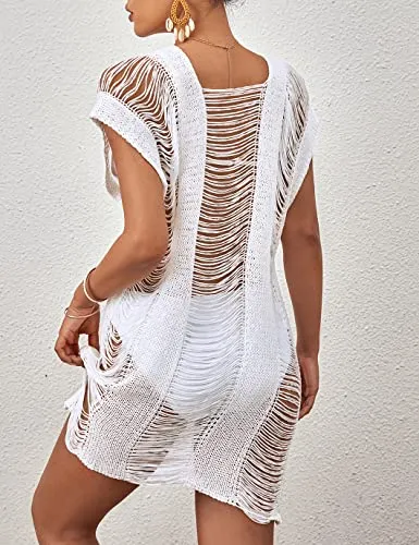 Hollow Out Crochet Cover Ups for Women - Sexy Beach Dresses