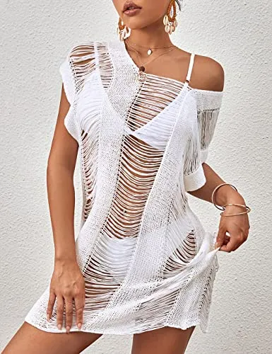 Hollow Out Crochet Cover Ups for Women - Sexy Beach Dresses