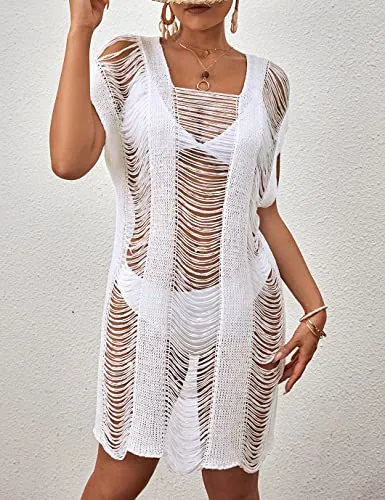 Hollow Out Crochet Cover Ups for Women - Sexy Beach Dresses