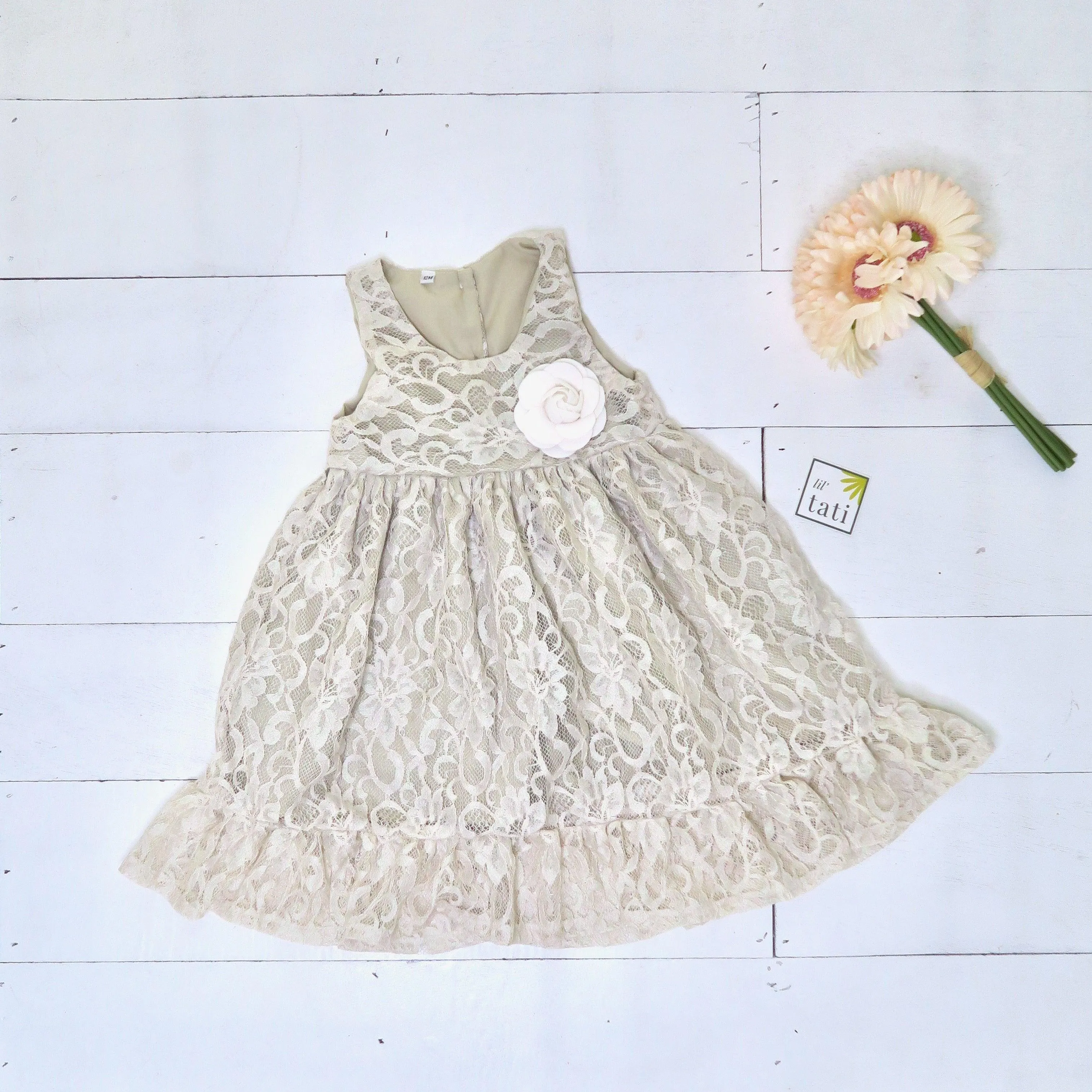 Iris Dress in Nude Soft Lace
