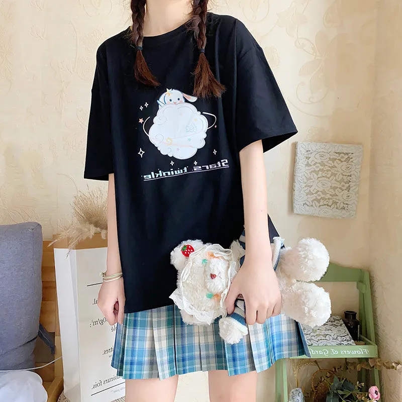 Japanese Harajuku Style Pink Cartoon T-shirt