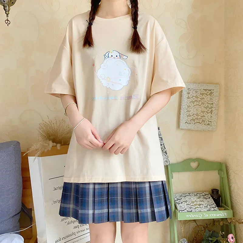 Japanese Harajuku Style Pink Cartoon T-shirt