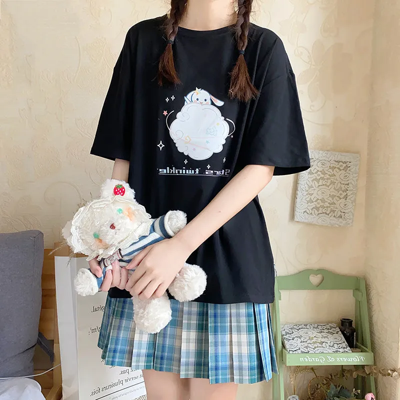 Japanese Harajuku Style Pink Cartoon T-shirt