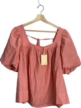 Jovonna CORAL FIAMMA Puff Sleeve Square Neck Blouse UK XL