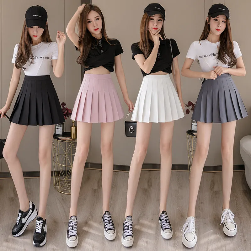 Korean Chequered Skirt A-Line Vintage High Waist Slim Look Chic Hip Flattering Women Skirt