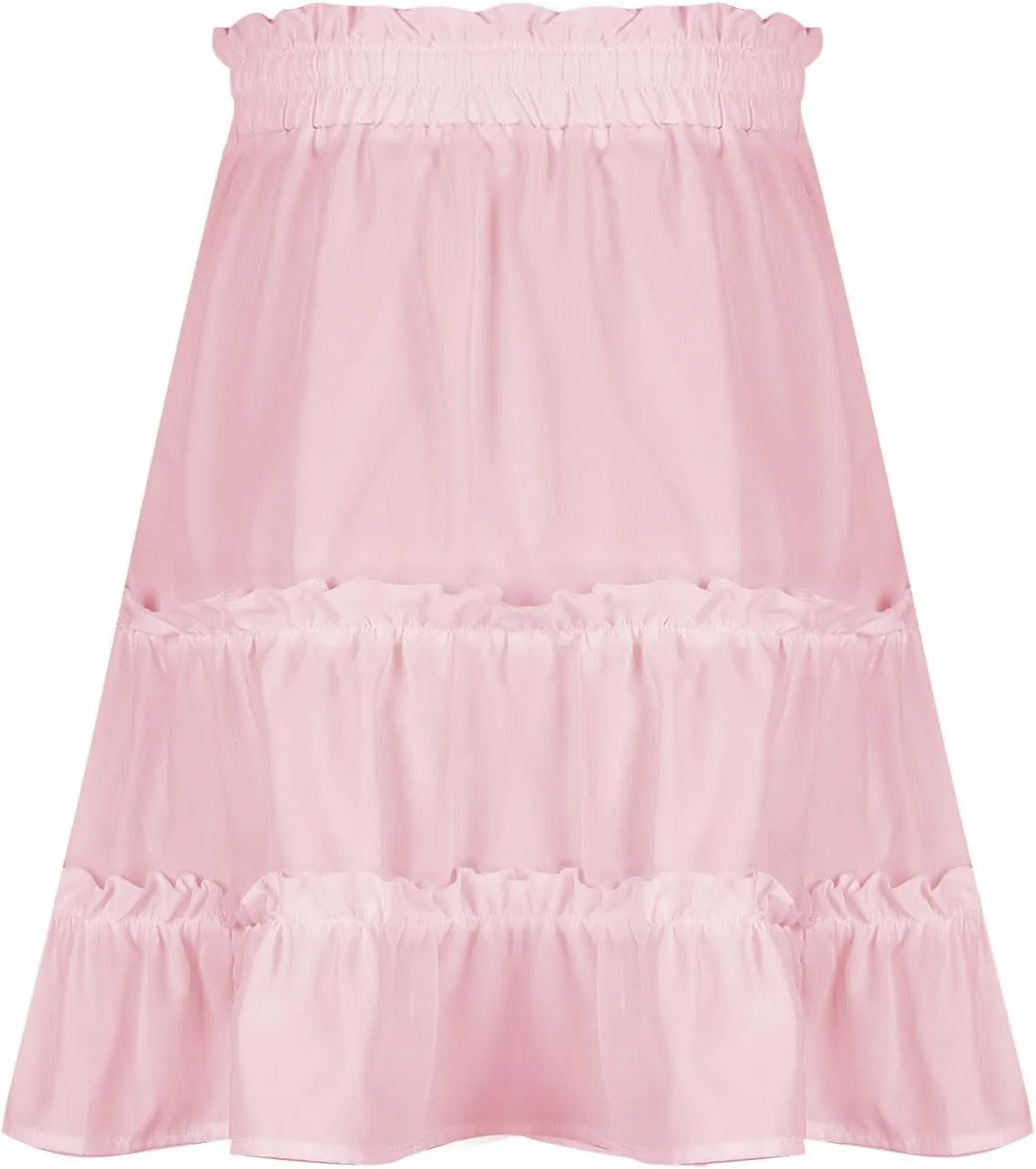 Lightweight Skirts for Women with Drawstring Layered Soft Flowy Swing High Waist Trendy Summer Beach Skirt