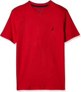 Nautica Boys' Short Sleeve Solid V-Neck T-Shirt, Soft, Comfortable, Relaxed Fit