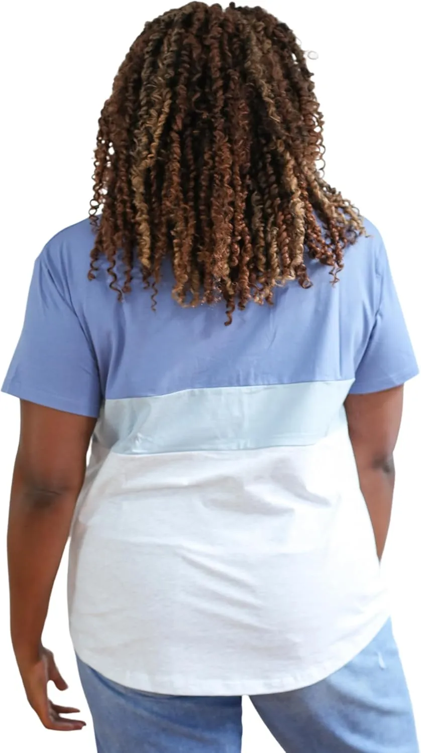 Nursing T-Shirt with Invisible Zipper, Soft and Comfortable Colorblock Breastfeeding Top