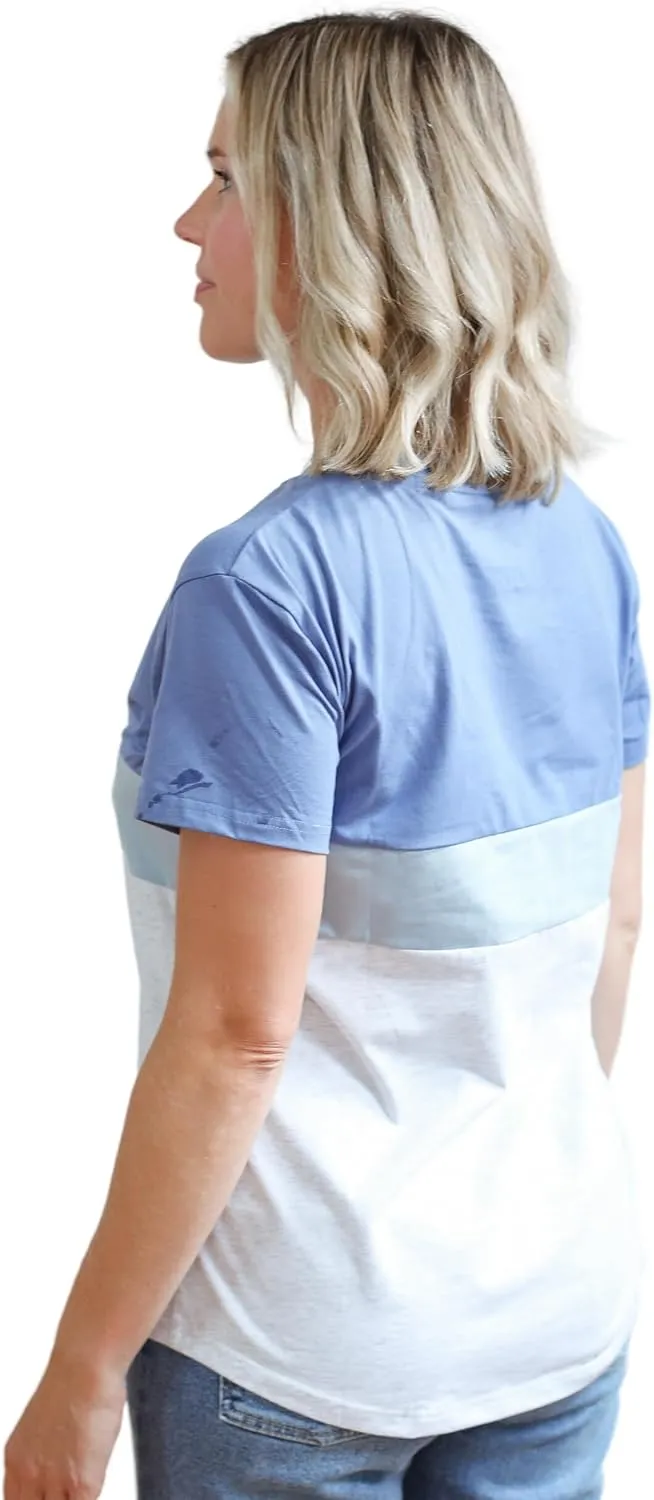 Nursing T-Shirt with Invisible Zipper, Soft and Comfortable Colorblock Breastfeeding Top