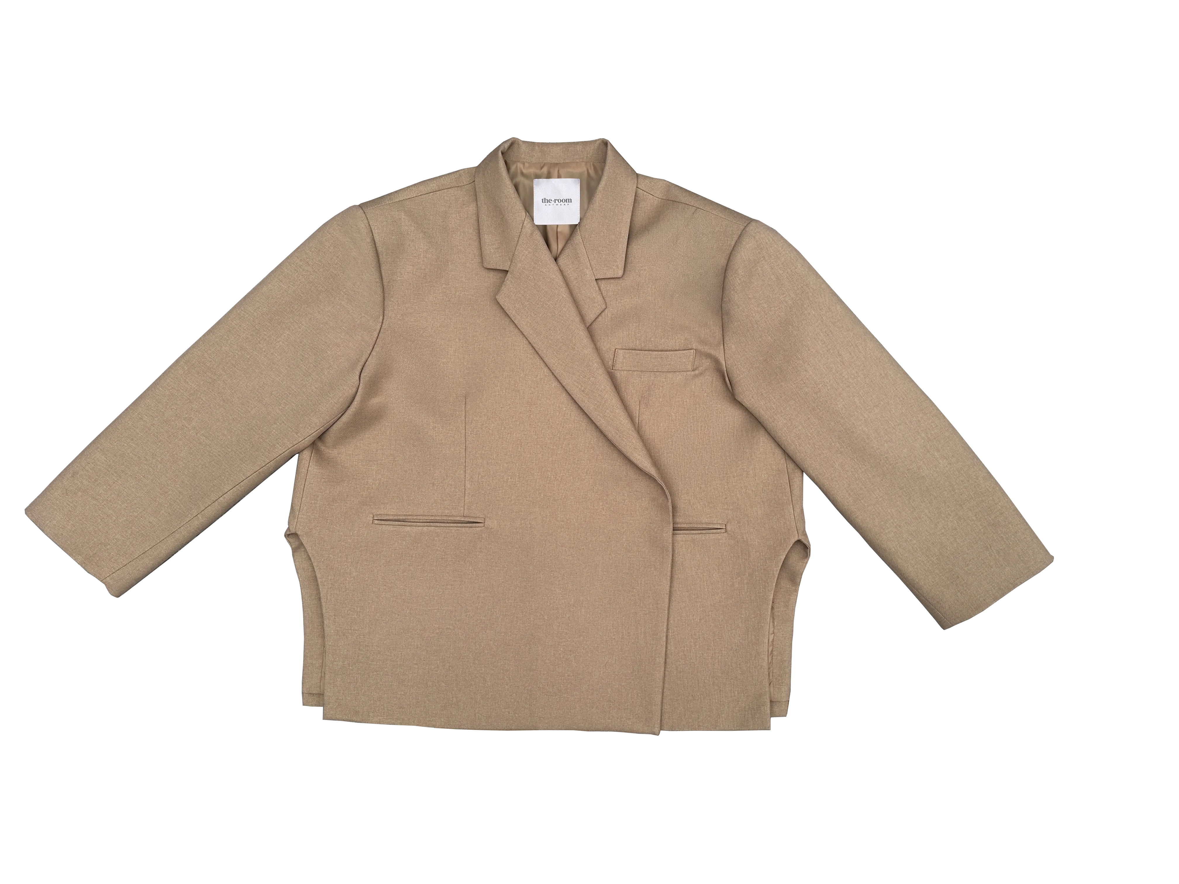 Oversized Side Slit Blazer Camel