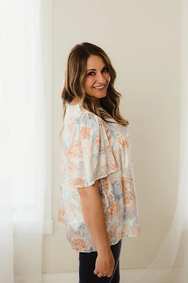 Paisley Print Loose Blouse