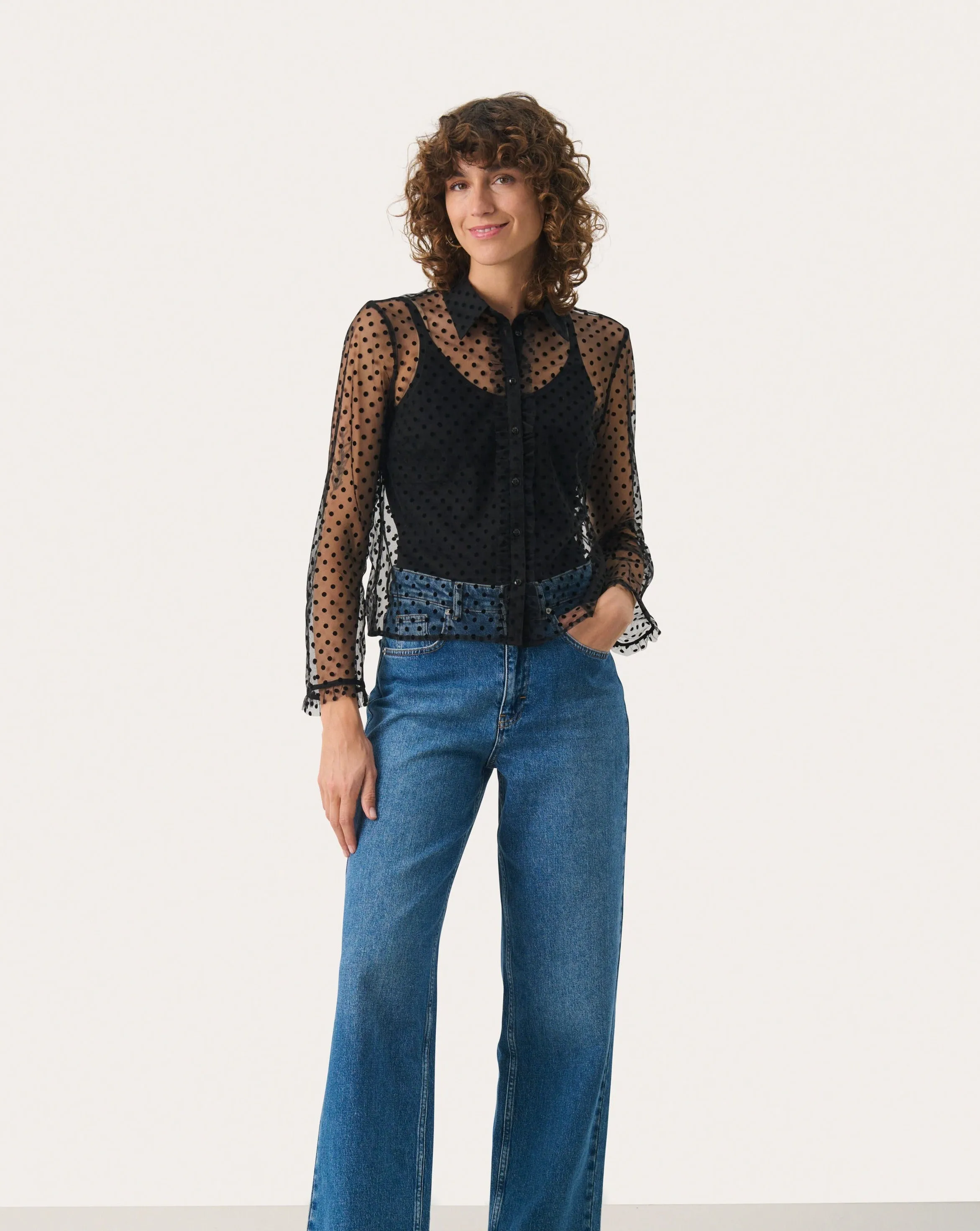 Part Two Marikke Sheer Button Down