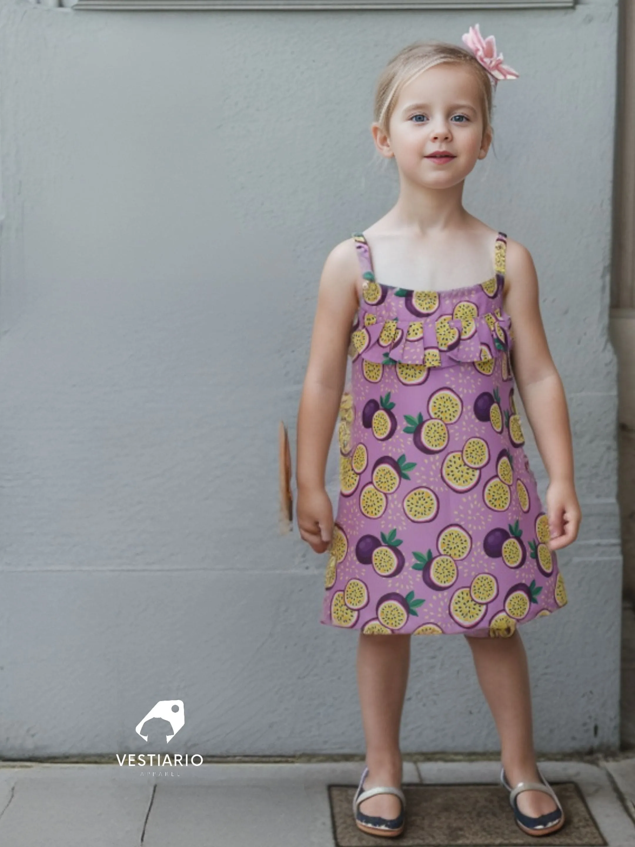 Passion fruit Print Blend Linen Dress