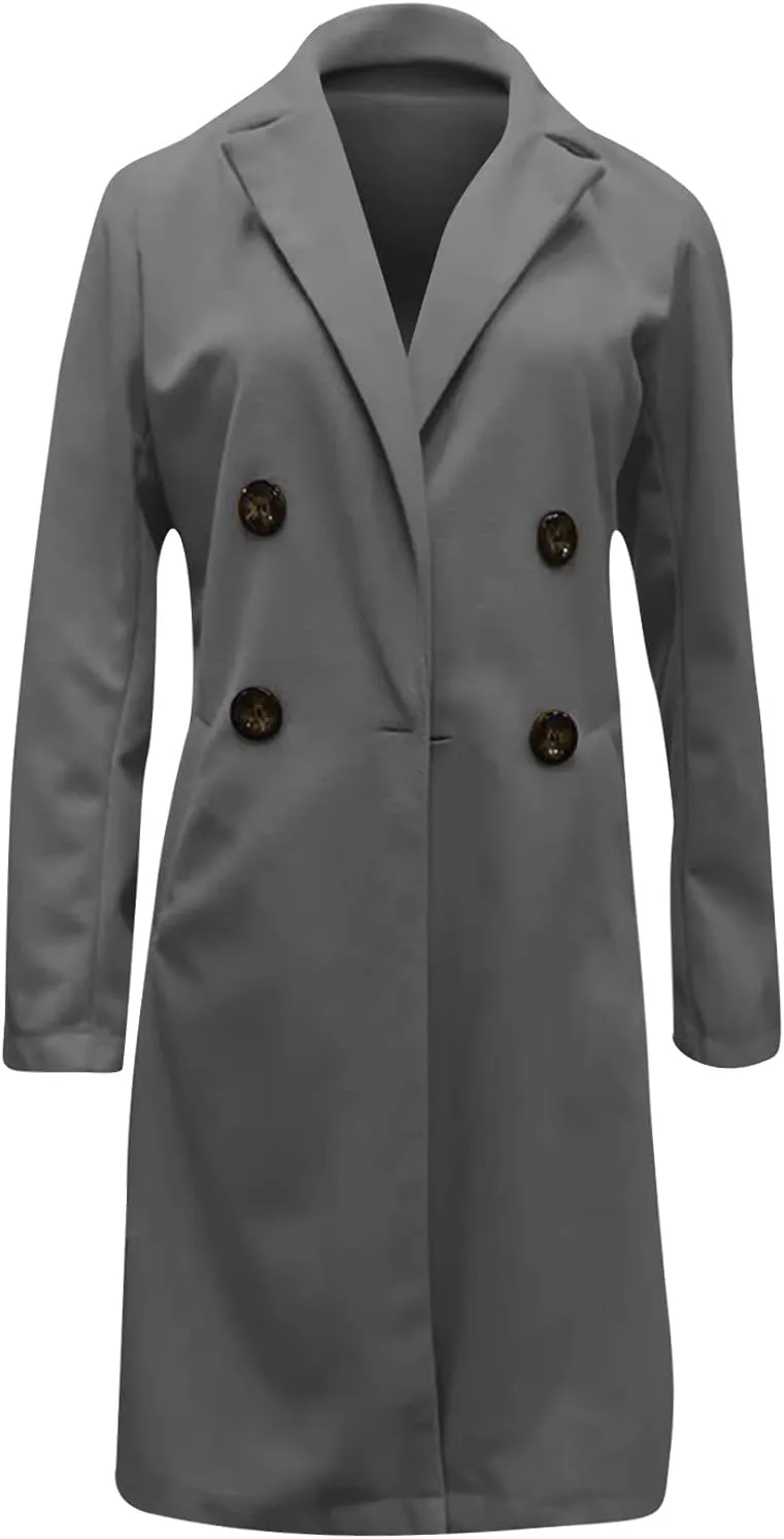 PETYCZEN Oversized Blazers for Women Long Sleeve Lapel Open Front Business Casual Tweed Blazer Jackets Casual Trench Coats