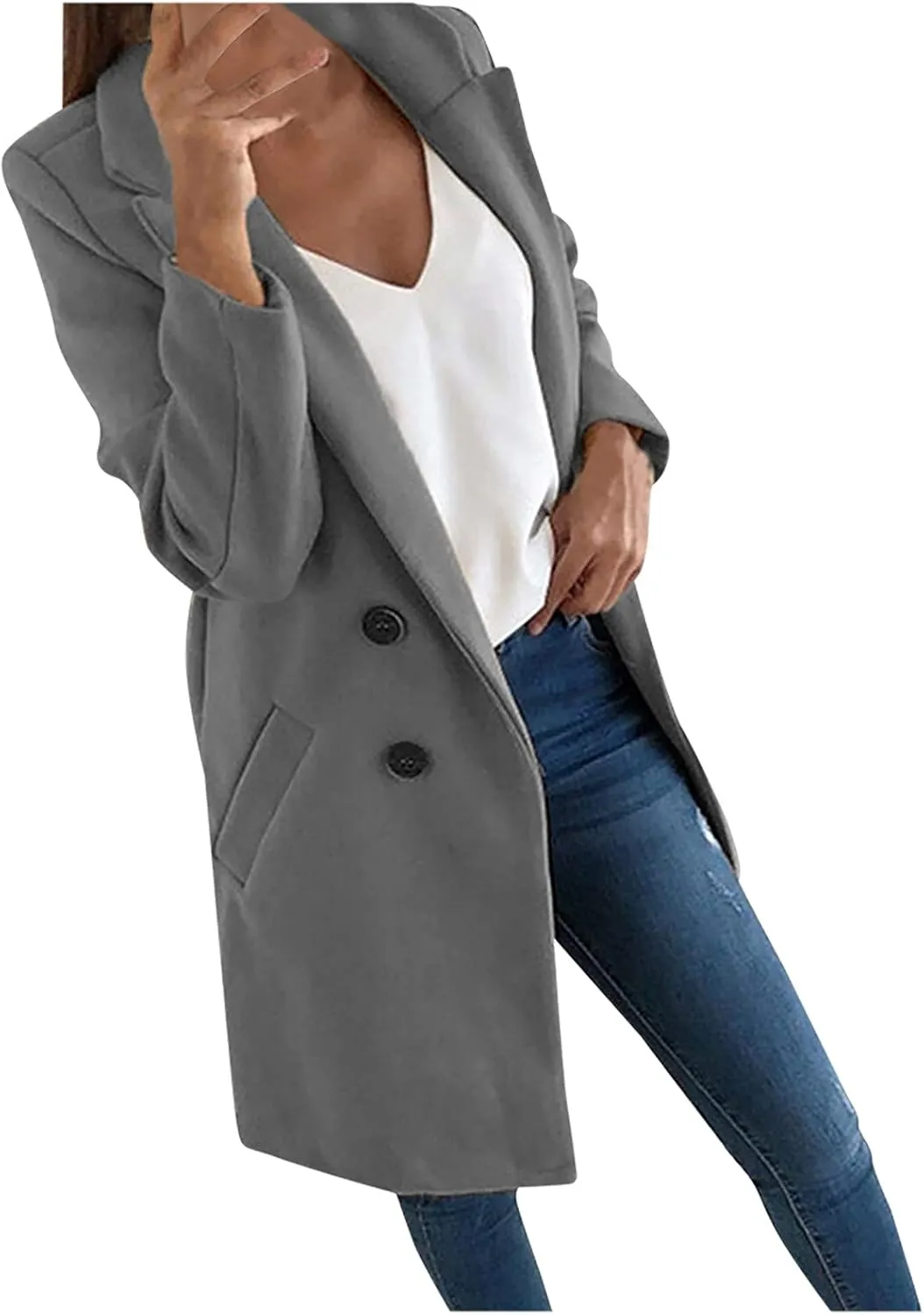 PETYCZEN Oversized Blazers for Women Long Sleeve Lapel Open Front Business Casual Tweed Blazer Jackets Casual Trench Coats