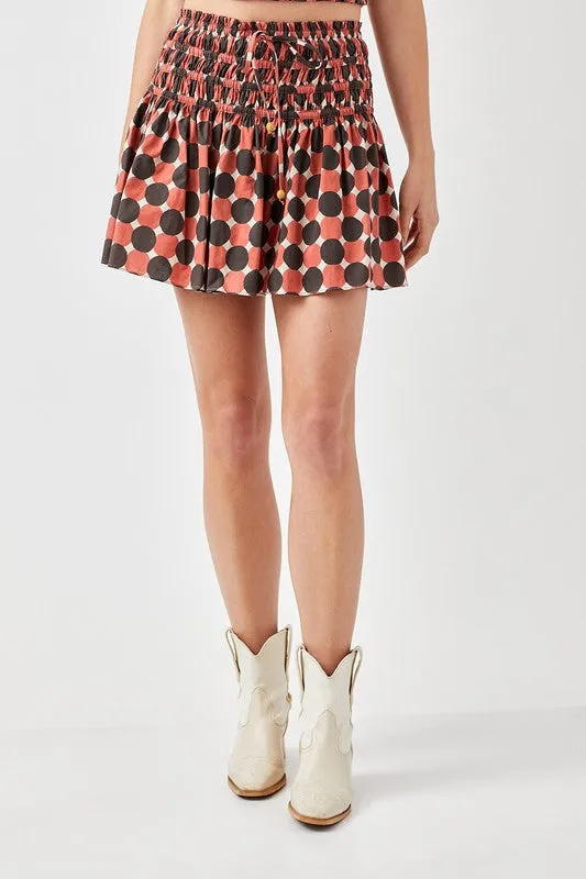 POLKA DOT PRINTED RUFFLED SKORTS