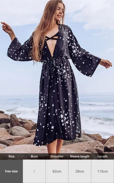 Purpdrank - Zebra Snake Print Chiffon Beach Cover Up Tunics For Beach Long Kaftan Beachwear Boho Chic Hippie Beach Strandjurk Sundress