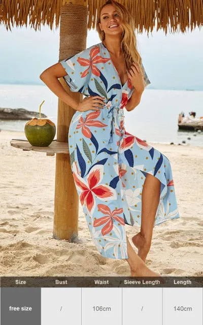 Purpdrank - Zebra Snake Print Chiffon Beach Cover Up Tunics For Beach Long Kaftan Beachwear Boho Chic Hippie Beach Strandjurk Sundress