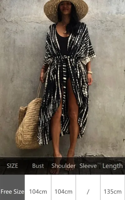 Purpdrank - Zebra Snake Print Chiffon Beach Cover Up Tunics For Beach Long Kaftan Beachwear Boho Chic Hippie Beach Strandjurk Sundress