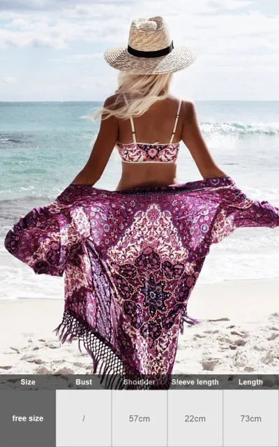 Purpdrank - Zebra Snake Print Chiffon Beach Cover Up Tunics For Beach Long Kaftan Beachwear Boho Chic Hippie Beach Strandjurk Sundress