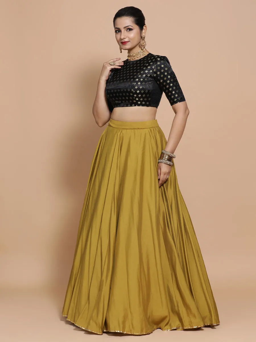Riti x Tyohaar | Elbow Sleeves Satin Viscose Saree Blouse in Black Butta Fabric